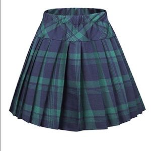 Zeagoo Green Plaid Skirt